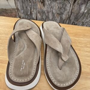 rag & bone Women's Suede Thong Sandals in Taupe